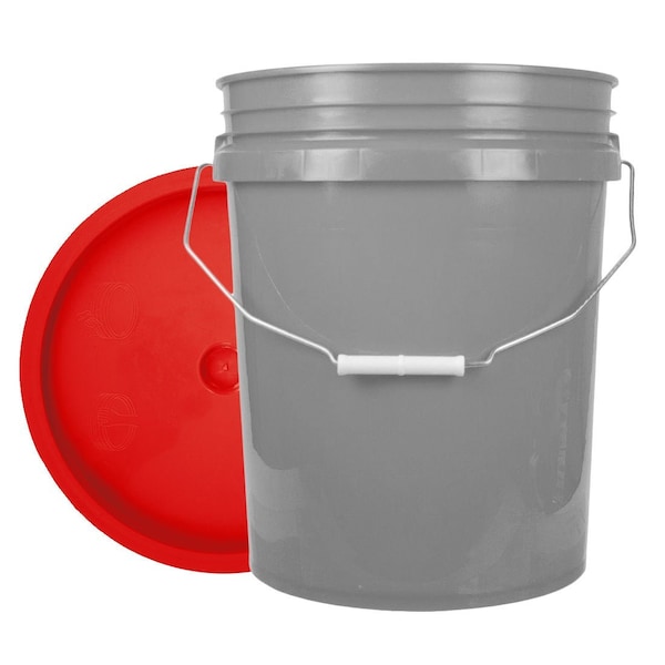 World Enterprises Bucket, 12 in H, Gray and Red 5GRY,345RED - main